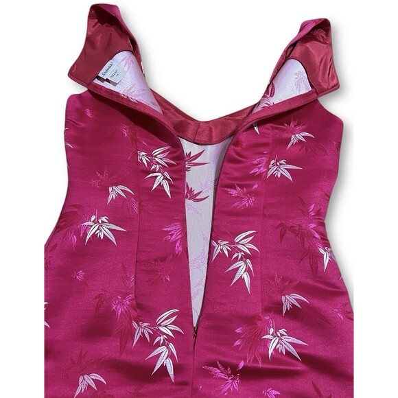 Frederick’s of Hollywood Pink Asain Floral Brocade Sleeveless Sheath Dress Sz 10 - Picture 4 of 10